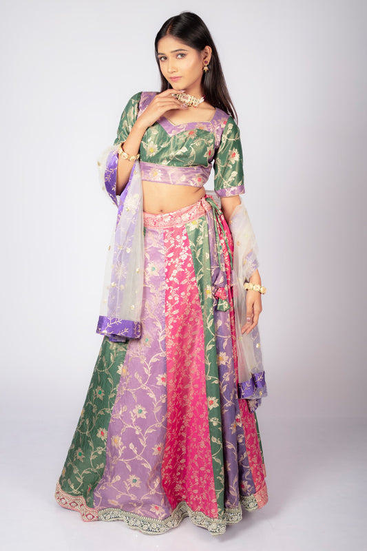 Multicolor Banarasi Lehenga Choli Set with Dupatta