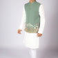Men's Sage Green Embroidered Nehru Jacket with White Kurta Set
