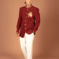 Men's Maroon Embroidered Nehru neck Blazer