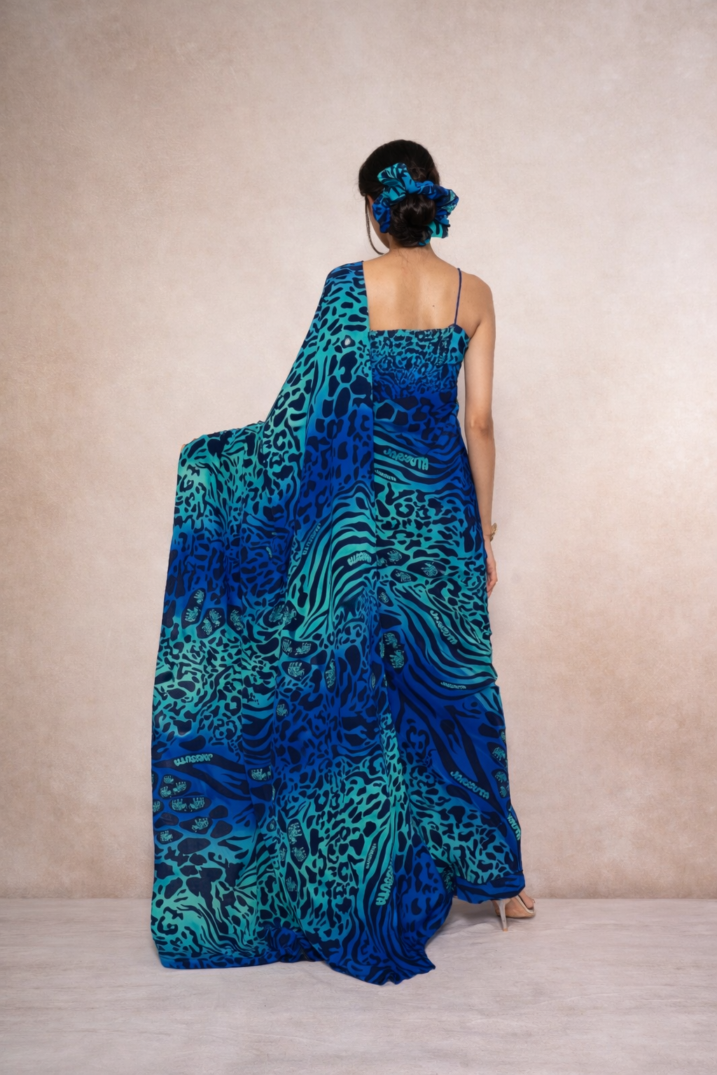 Navy blue saree for women modern statement drape by Jarisuta Lifestyle Rare Breed collection