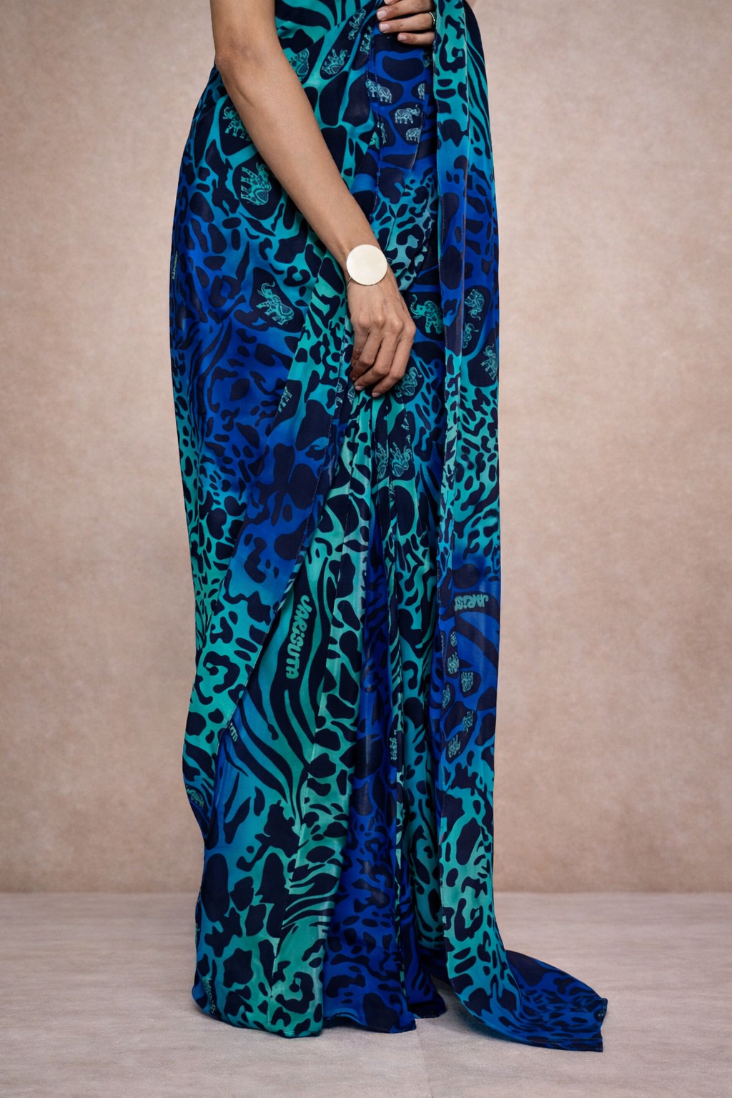 Navy blue saree for women modern statement drape by Jarisuta Lifestyle Rare Breed collection