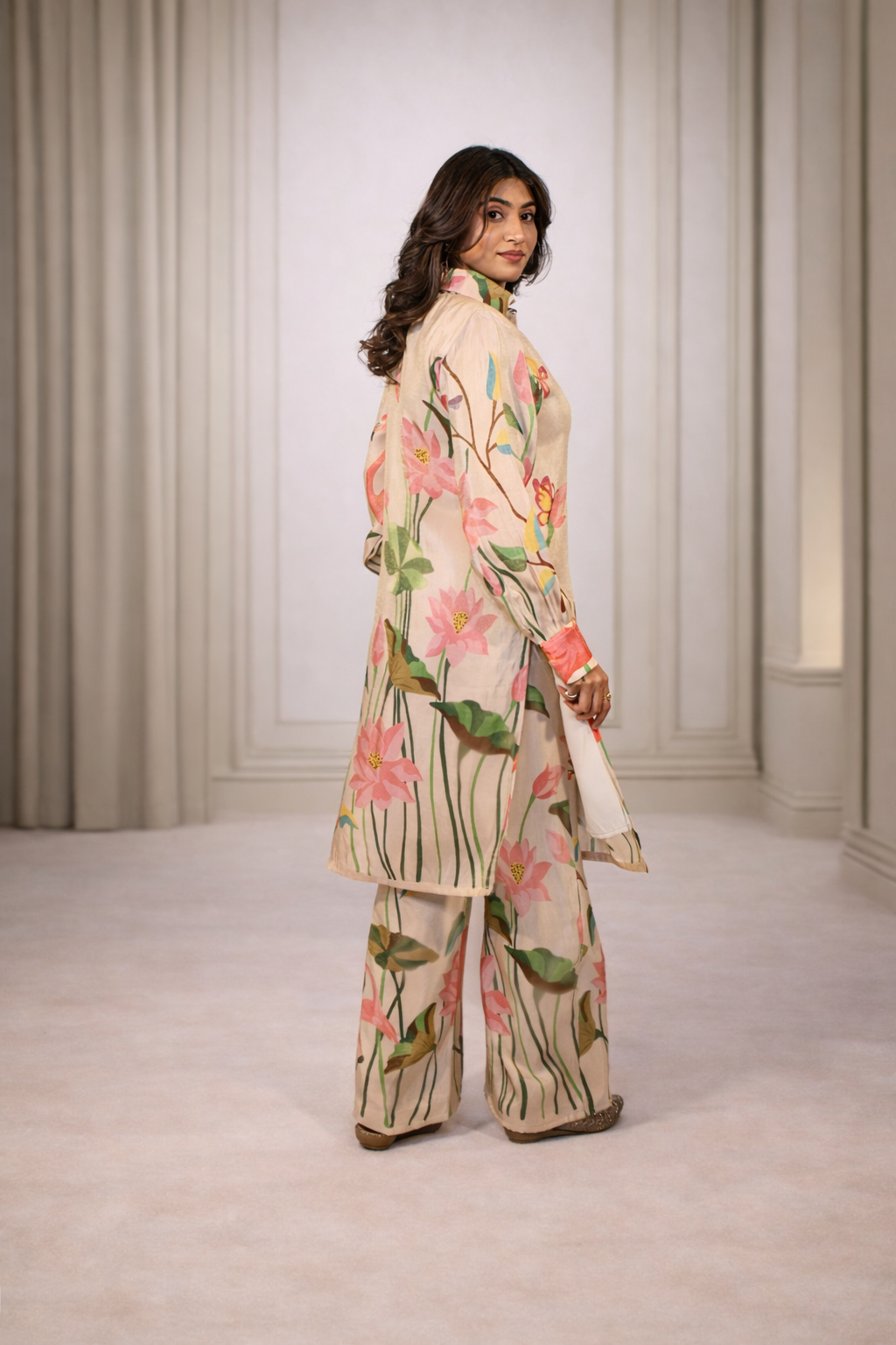 Pink Paithani kurta set for women – Rare Breed modern ethnic co-ord set by Jarisuta Lifestyle