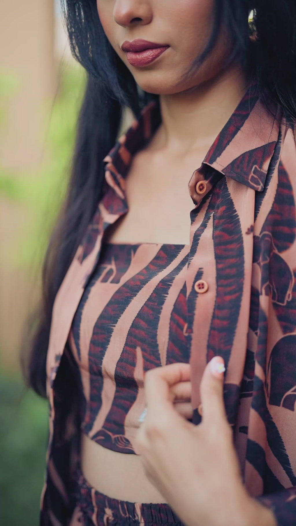 Safari printed co-ord set for women with shirt, pant and top – Rare Breed statement outfit by Jarisuta Lifestyle