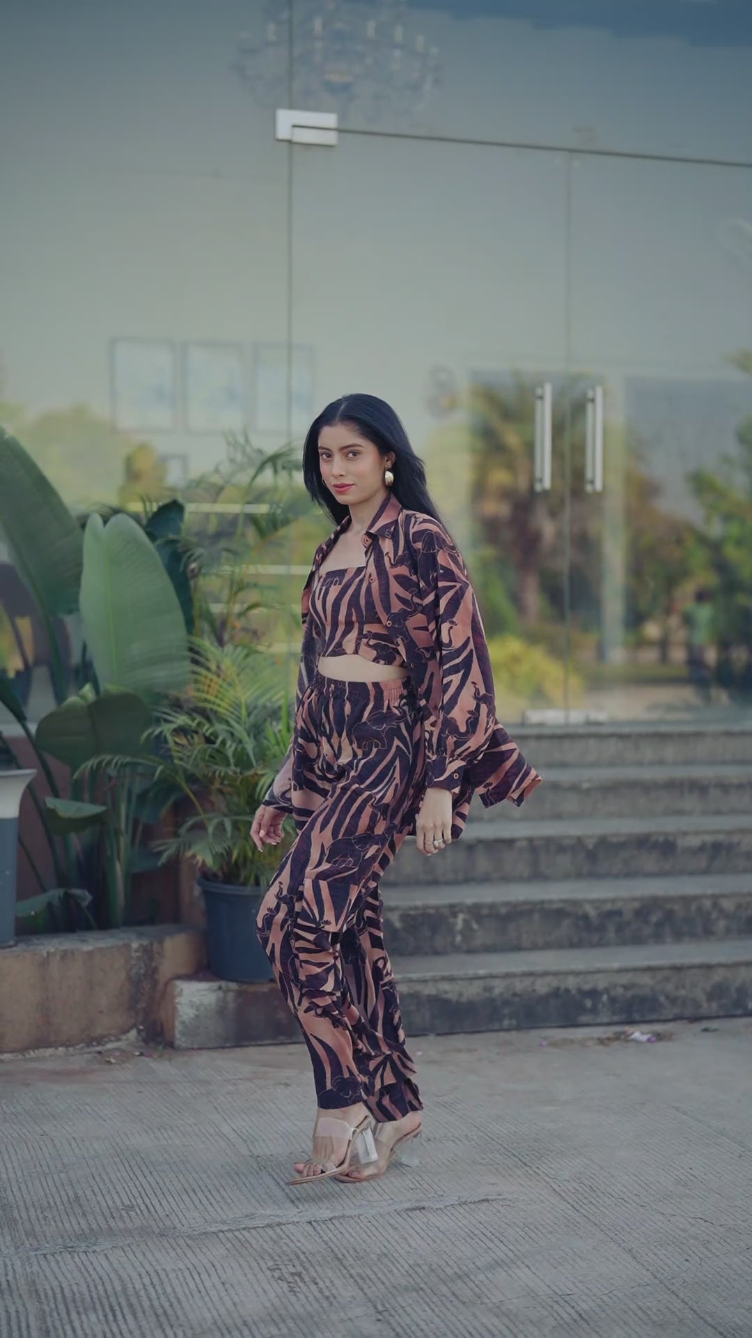 Safari printed co-ord set for women with shirt, pant and top Rare Breed statement outfit by Jarisuta Lifestyle