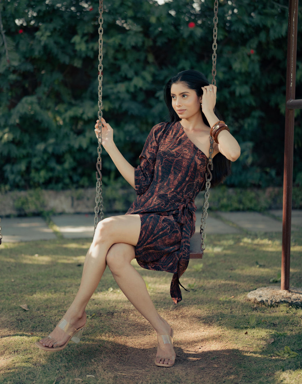 Safari printed asymmetrical dress for women Rare Breed modern statement dress by Jarisuta Lifestyle