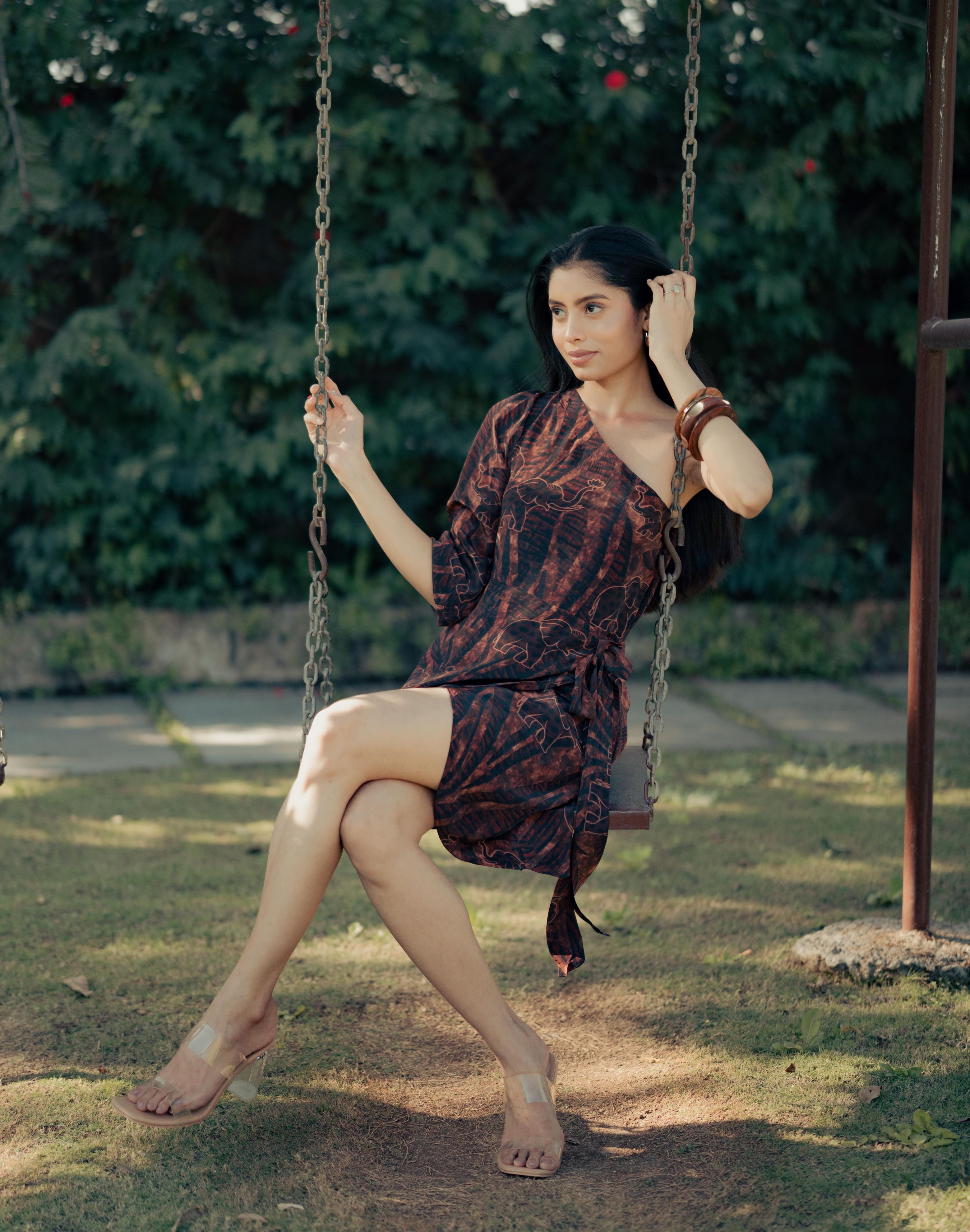 Safari printed asymmetrical dress for women Rare Breed modern statement dress by Jarisuta Lifestyle
