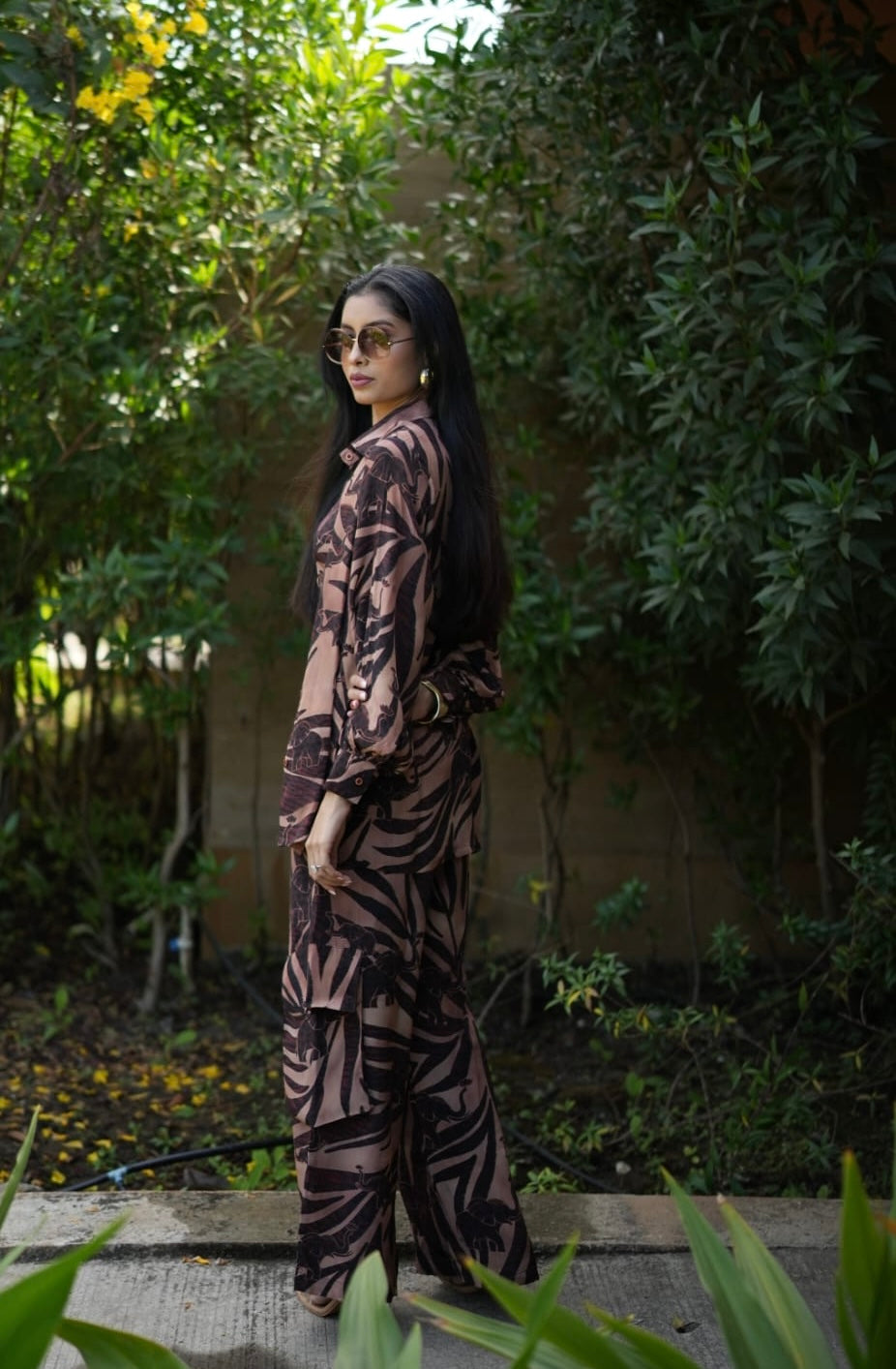 Safari printed co-ord set for women with shirt, pant and top Rare Breed statement outfit by Jarisuta Lifestyle
