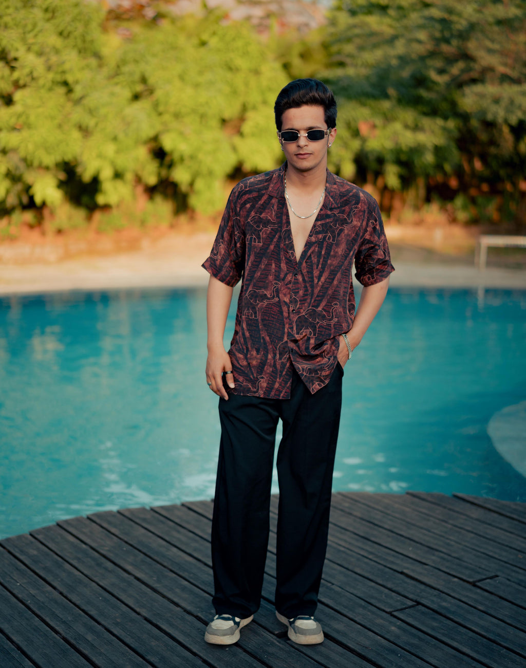 Safari printed shirt for men in dark tones statement casual shirt by Jarisuta Lifestyle