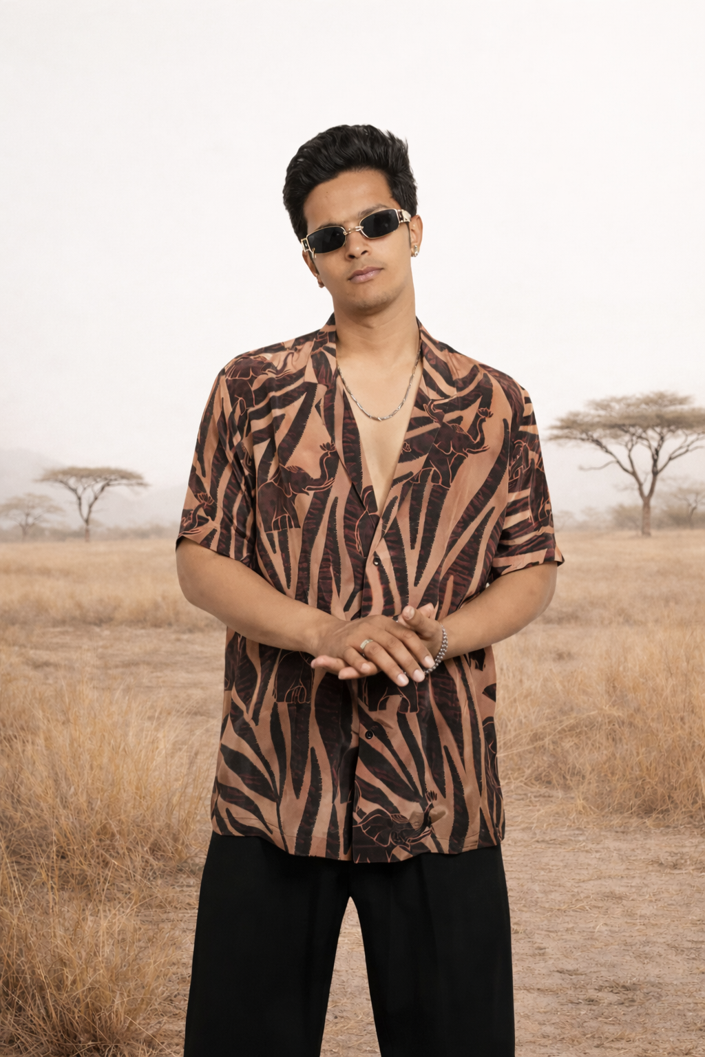 Safari printed shirt for men in dark tones Rare Breed statement casual shirt by Jarisuta Lifestyle