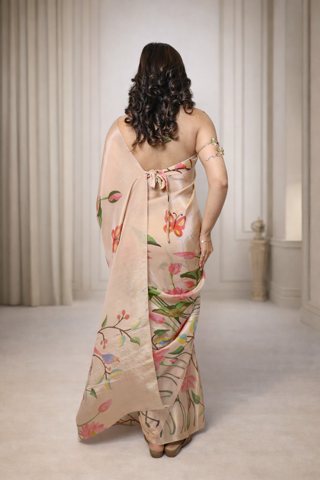 Pink pre-draped Paithani saree for women ready to wear modern ethnic saree by Jarisuta Lifestyle Rare Breed collection
