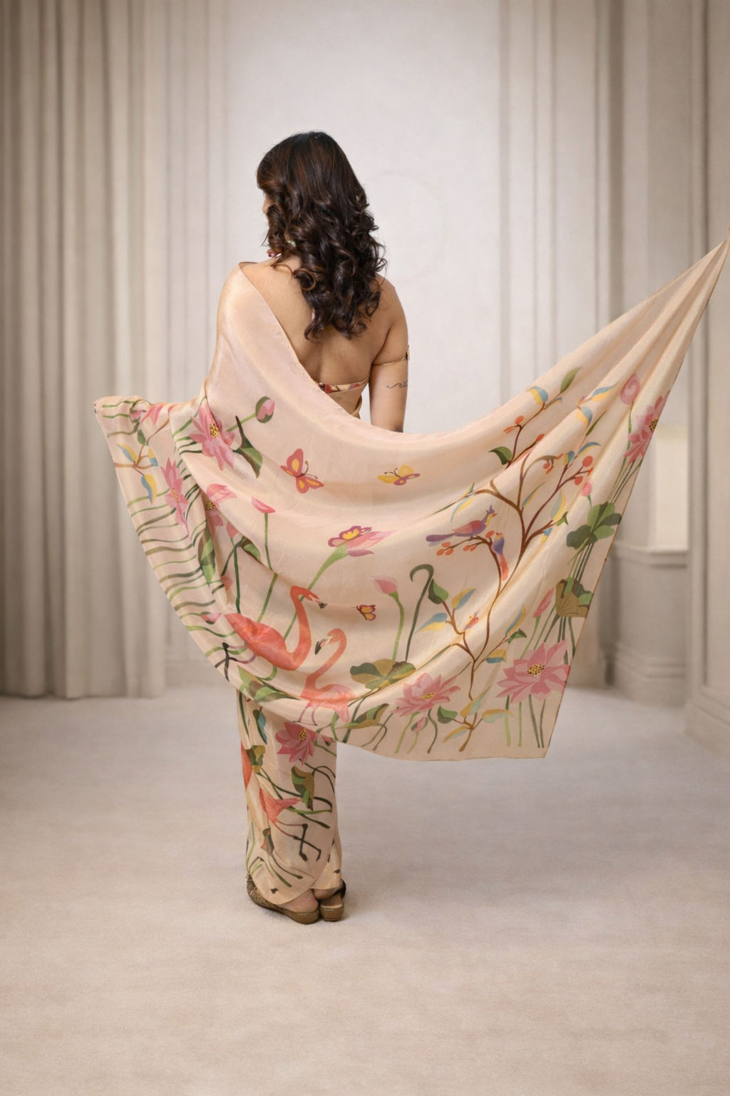 Pink pre-draped Paithani saree for women ready to wear modern ethnic saree by Jarisuta Lifestyle Rare Breed collection