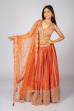 Product Title: Elegant Orange Embroidered Lehenga Choli Set