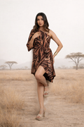Safari printed asymmetrical dress for women Rare Breed modern statement dress by Jarisuta Lifestyle