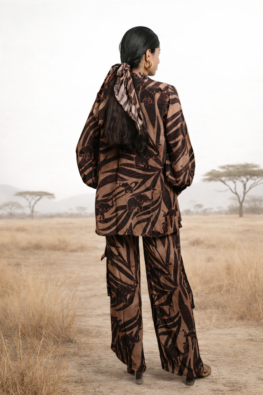 Safari printed co-ord set for women with shirt, pant and top Rare Breed statement outfit by Jarisuta Lifestyle