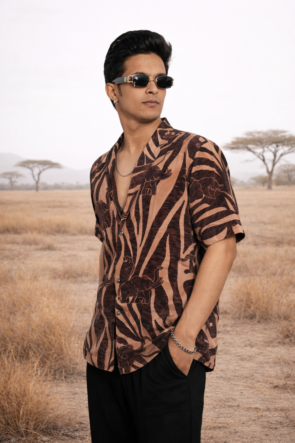 Safari printed shirt for men in dark tones Rare Breed statement casual shirt by Jarisuta Lifestyle