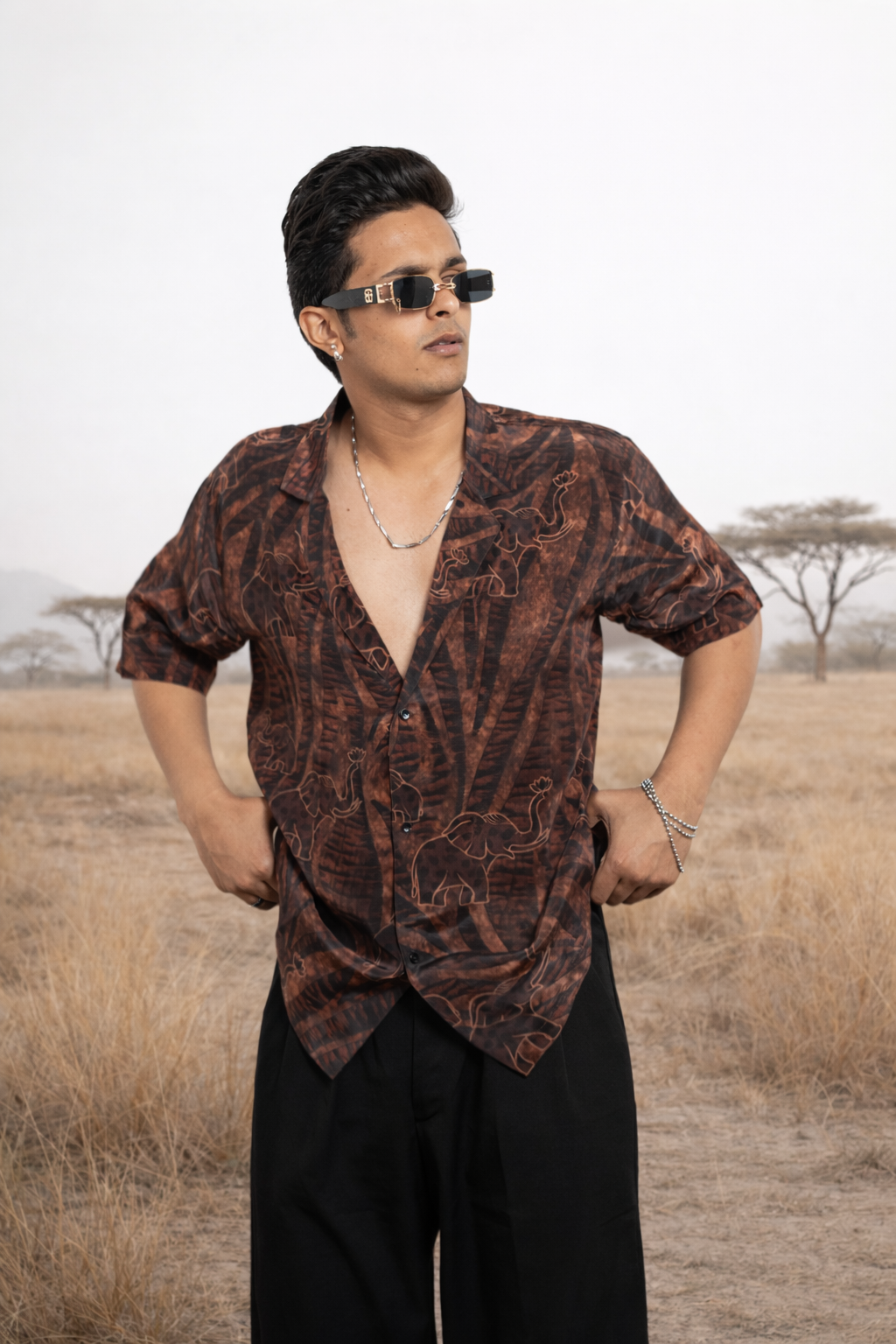 Safari printed shirt for men in dark tones statement casual shirt by Jarisuta Lifestyle